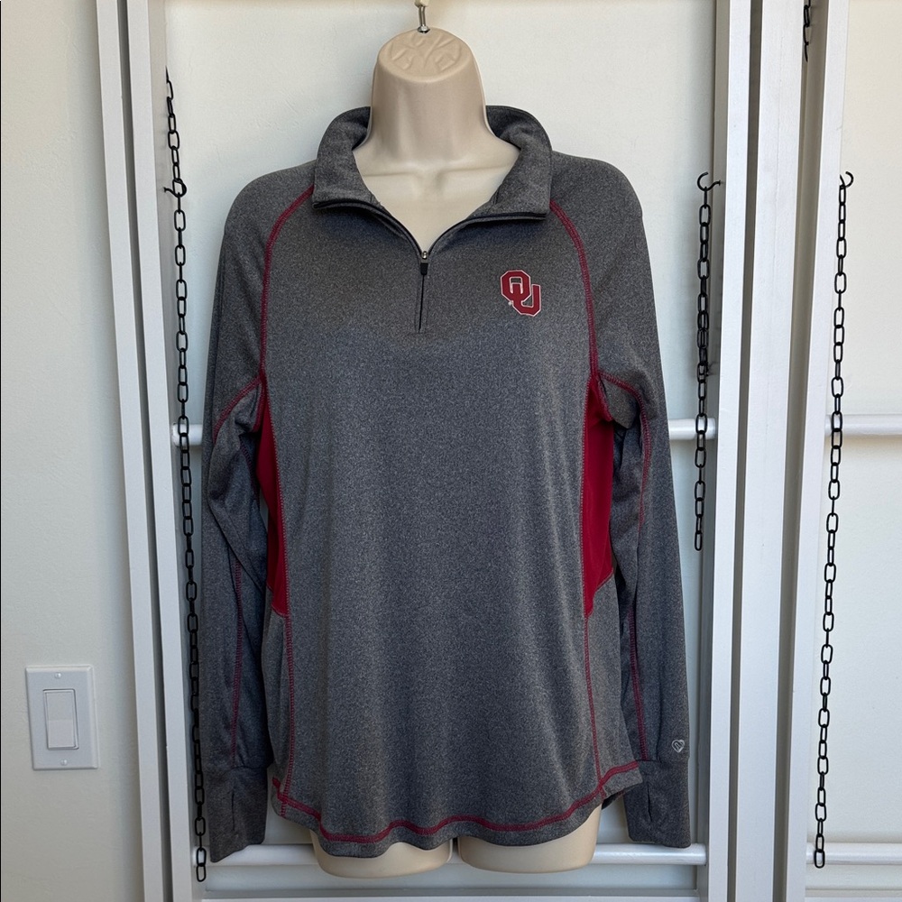 Gray and Red Women's Long Sleeve Top